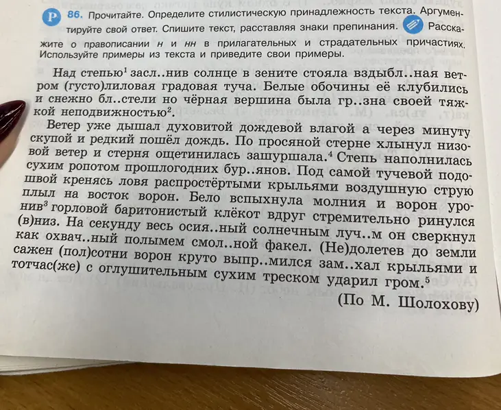 Определи стилистическую принадлежность текста, аргументируй свой ответ, спиши текст, расставляя знаки препинания.