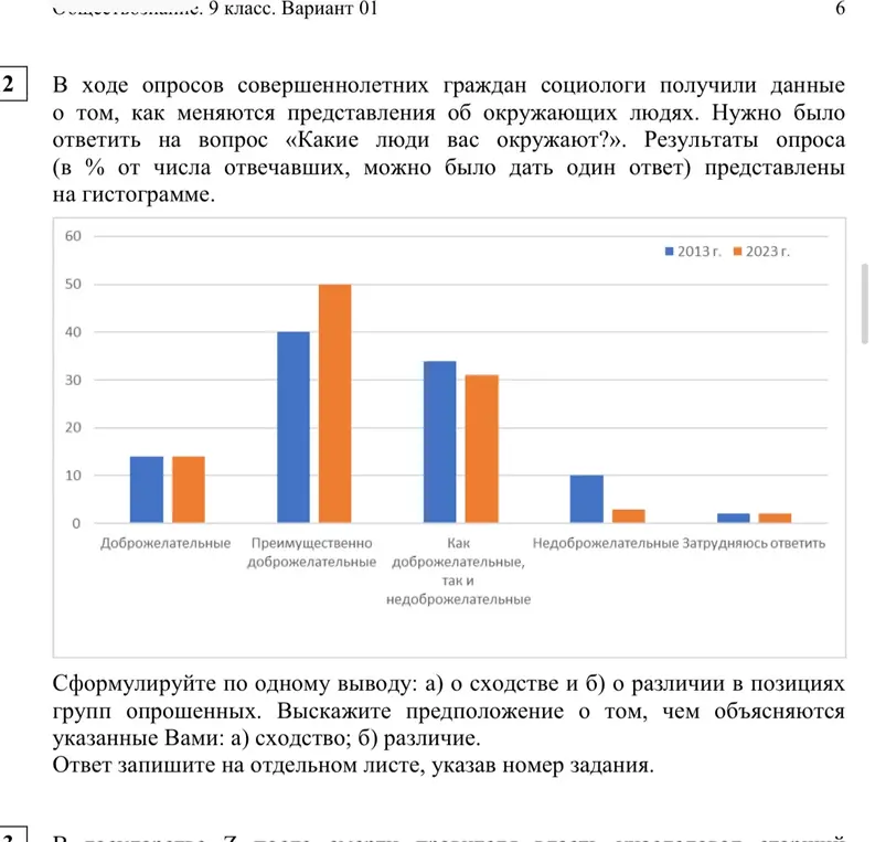 Сформулируй по одному выводу о сходстве и различии в позициях групп опрошенных.