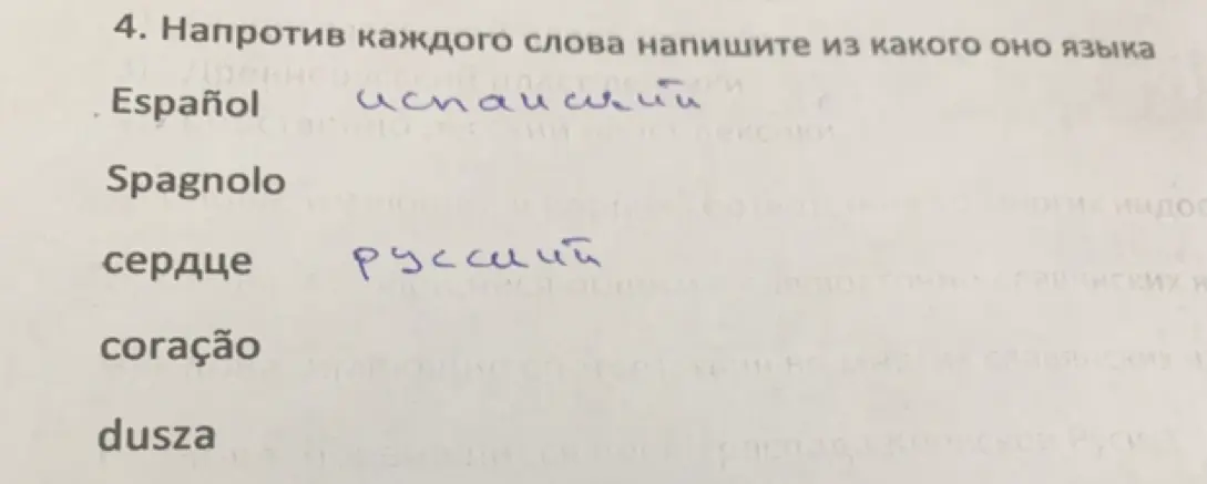 Напиши напротив каждого слова, из какого оно языка.