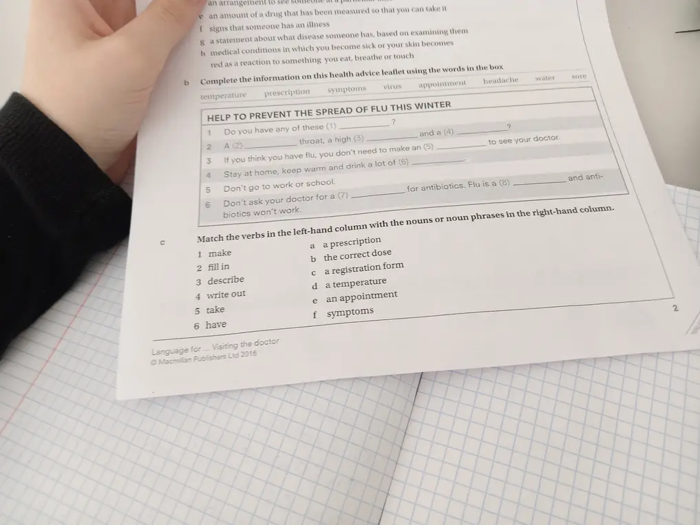 Заполни пропуски в тексте словами из рамки и сопоставь глаголы с существительными.