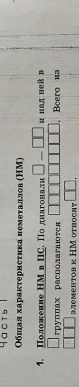 Заполни пропуски в тексте о положении неметаллов в периодической системе.