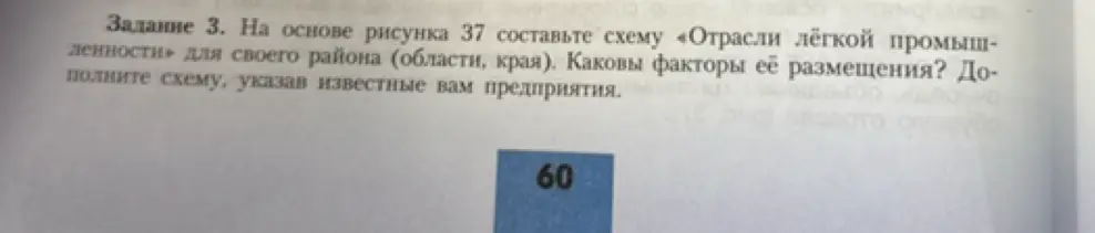 Составь схему «Отрасли лёгкой промышленности» для своего района (области, края) на основе рисунка 37. Укажи факторы её размещения и известные предприятия.