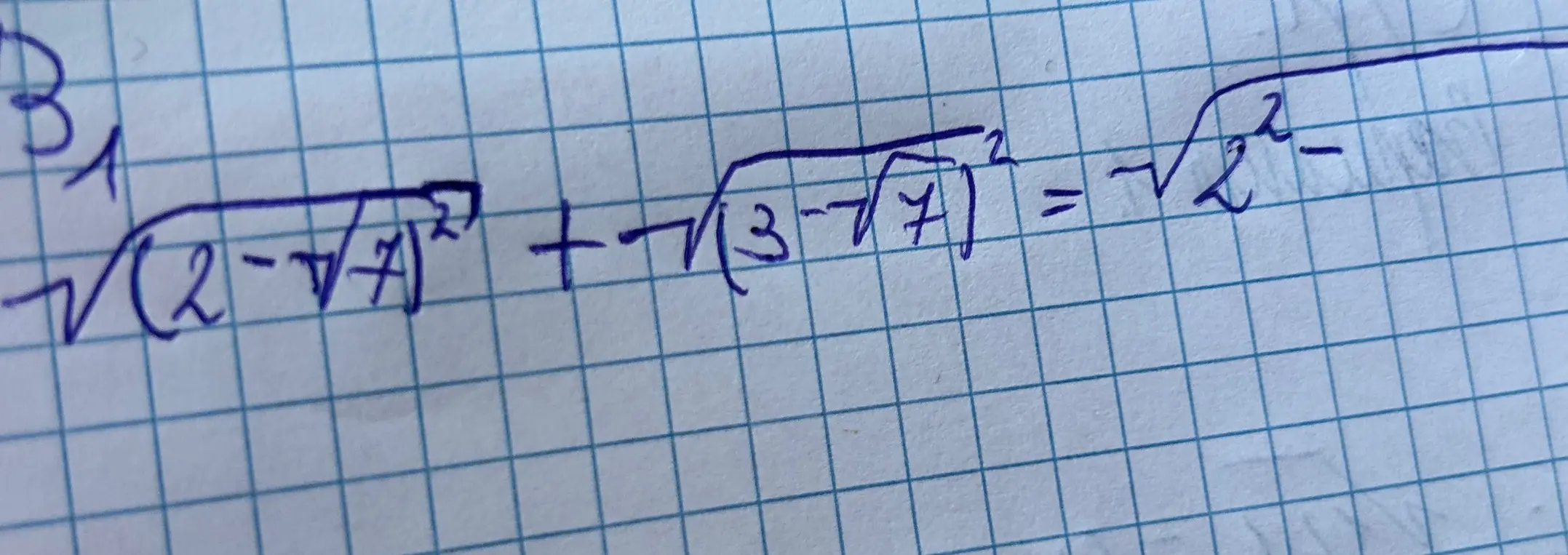 Упрости выражение $\sqrt{(2-\sqrt{7})^2} + \sqrt{(3-\sqrt{7})^2} = -\sqrt{2}$