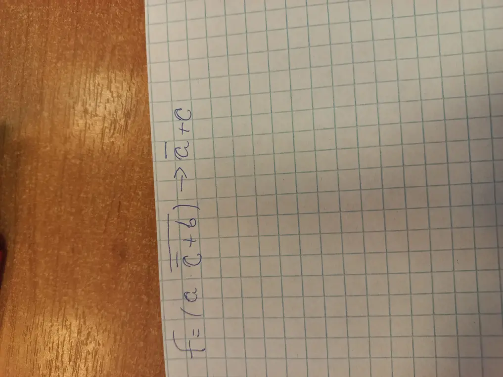 Упрости логическую функцию f = (a ⋅ (a + b)) → a + c