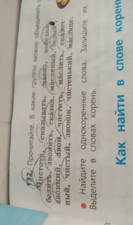 Найди однокоренные слова, запиши их и выдели в словах корень.