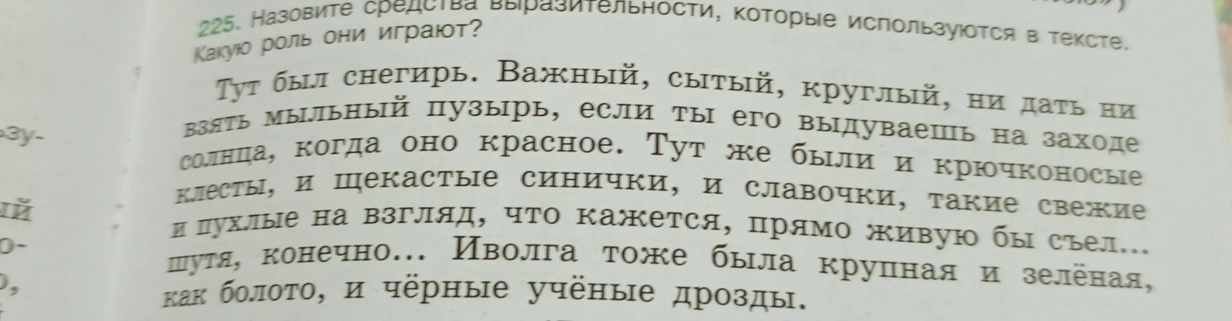 Назови средства выразительности, которые используются в тексте и какую роль они играют.