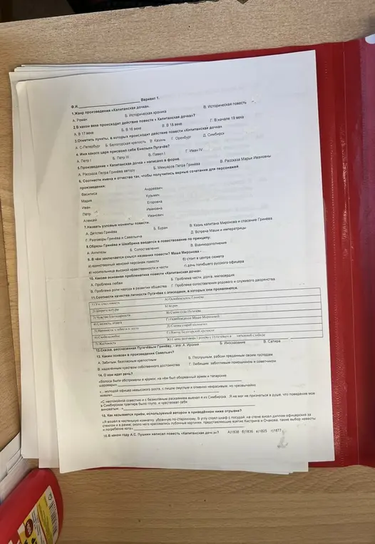 Проверь мои ответы по "Капитанской дочке".
