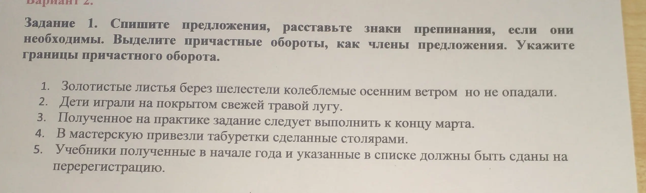 Спиши предложения, расставь знаки препинания, если они необходимы. Выдели причастные обороты, как члены предложения. Укажи границы причастного оборота.