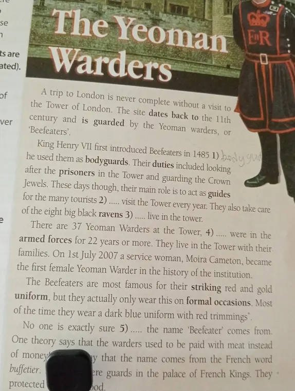 Ответь на вопросы по тексту про Yeoman Warders.