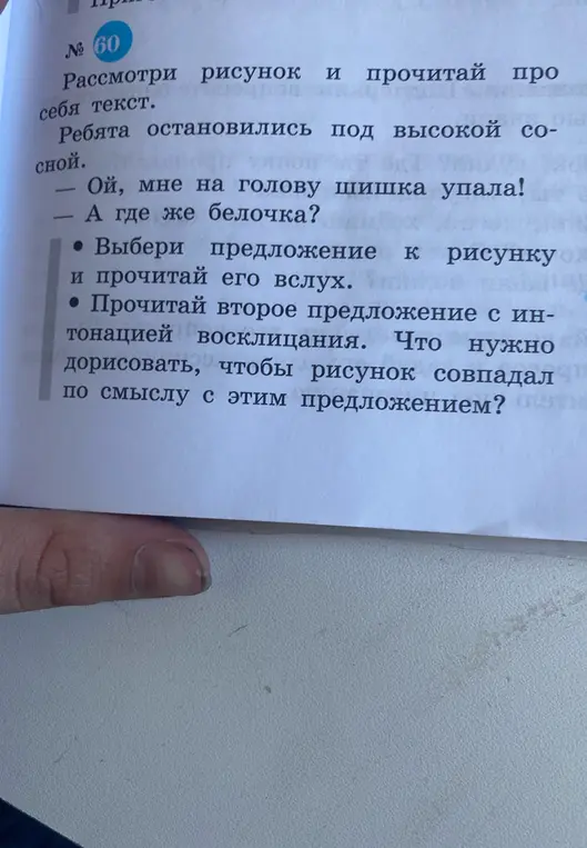 Выбери предложение к рисунку и прочитай его вслух. Прочитай второе предложение с интонацией восклицания. Скажи, что нужно дорисовать, чтобы рисунок совпадал по смыслу с этим предложением.