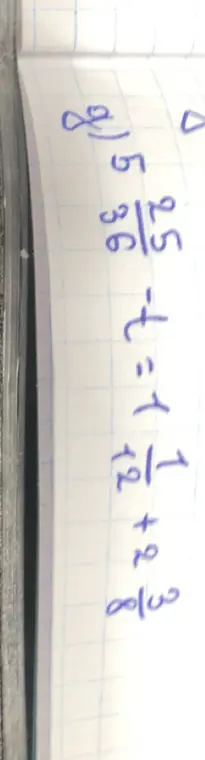 Реши уравнение $1\frac{1}{12} + \frac{25}{36} = t : 5\frac{5}{8}$