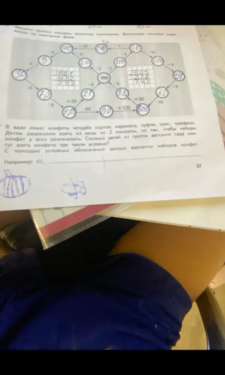 Выполни вычисления по схеме и определи, сколько детей могут взять конфеты.