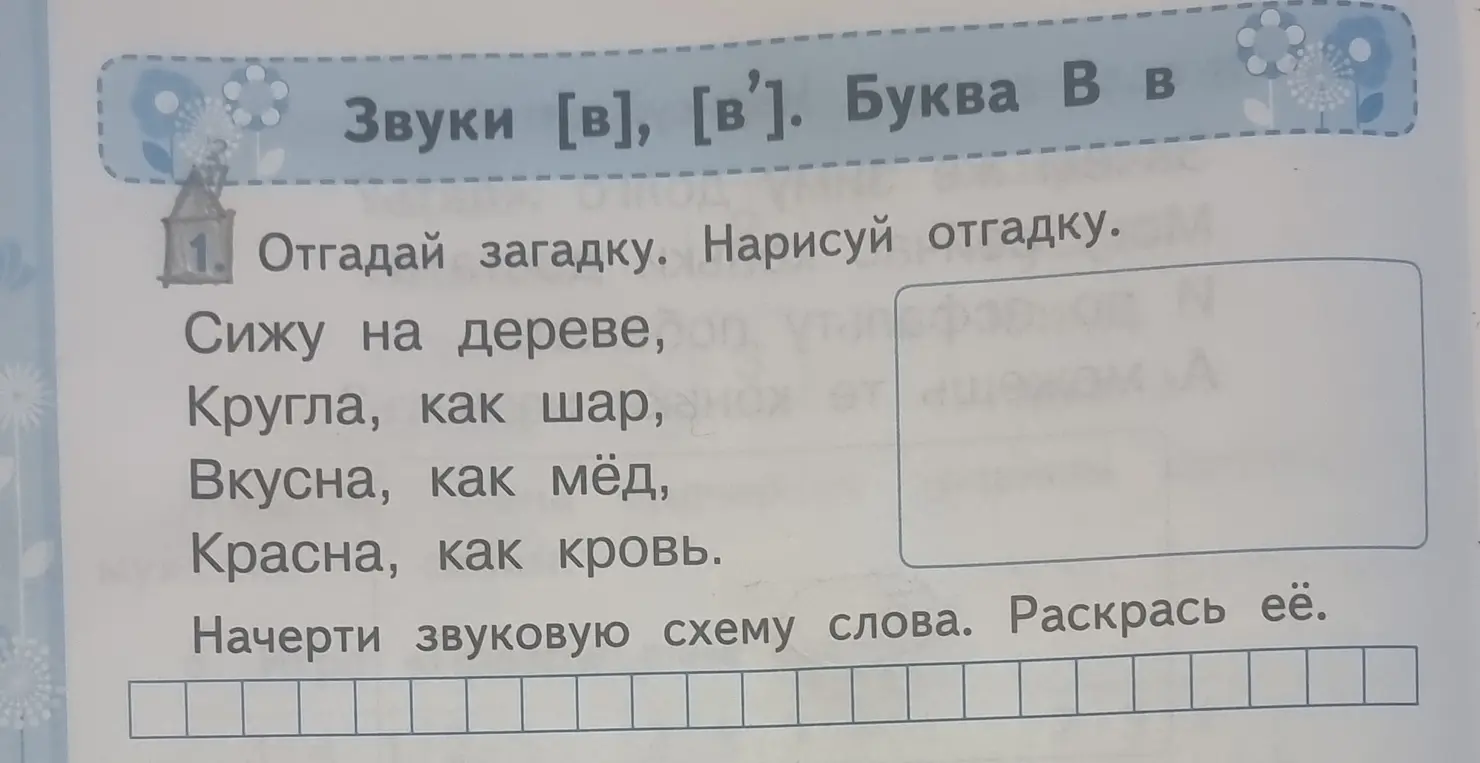 Отгадай загадку и начерти звуковую схему слова.
