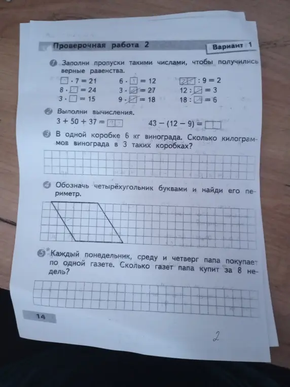 Реши примеры и задачи из проверочной работы.