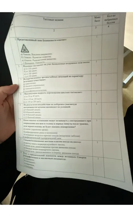 Ответь на вопросы теста по ОБЖ