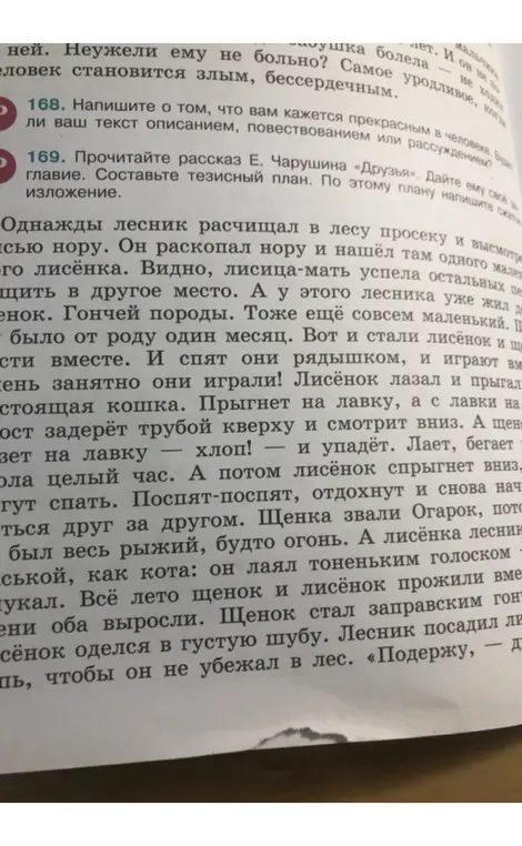 Прочитай рассказ Е. Чарушина «Друзья». Дай рассказу свое заглавие и составь тезисный план. Напиши сжатое изложение по плану.