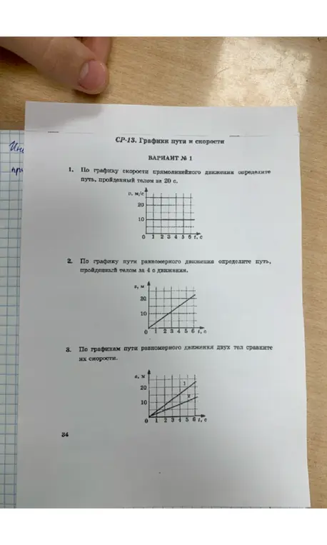 По графику скорости прямолинейного движения определи путь, пройденный телом за 20 с.