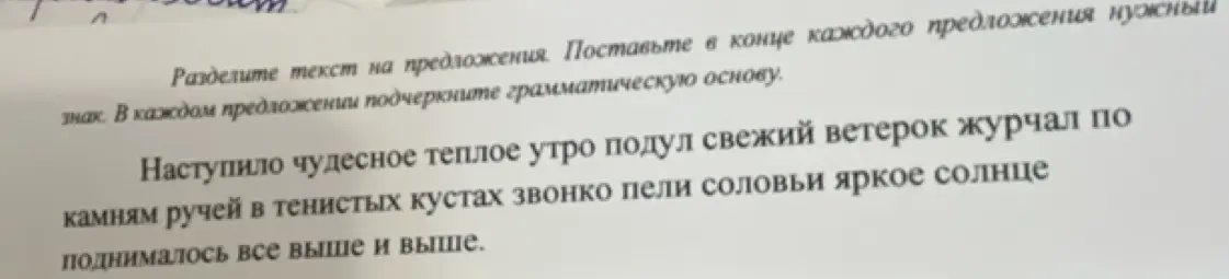 Раздели текст на предложения и подчеркни грамматическую основу в каждом предложении.