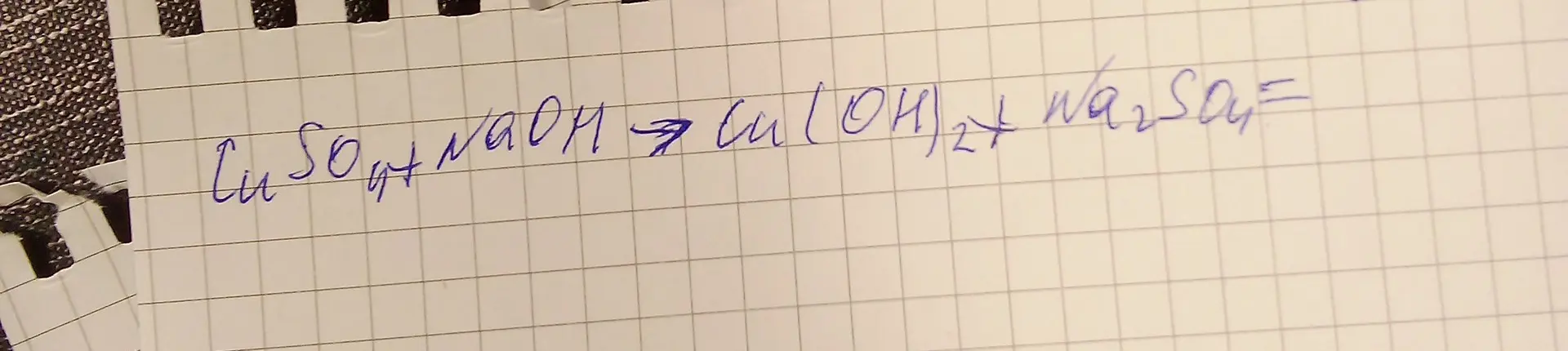 Уравняй реакцию CuSO4 + NaOH -> Cu(OH)2 + Na2SO4