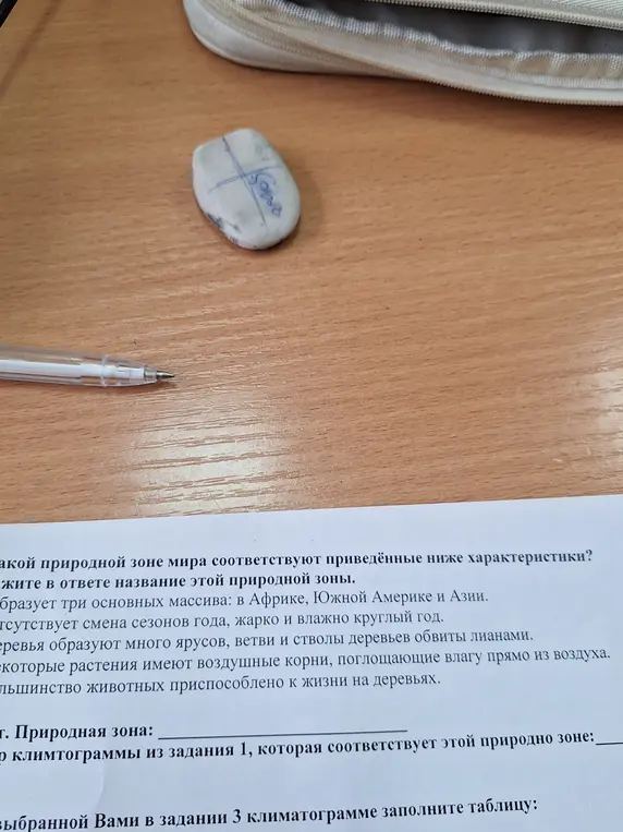 Определи, какая природная зона мира соответствует приведённым характеристикам
