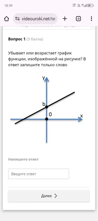 Определи, убывает или возрастает график функции, изображённой на рисунке.