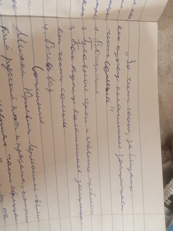 Напиши сочинение на тему "За честь семьи, за близких..." по плану: 1. Вступление
