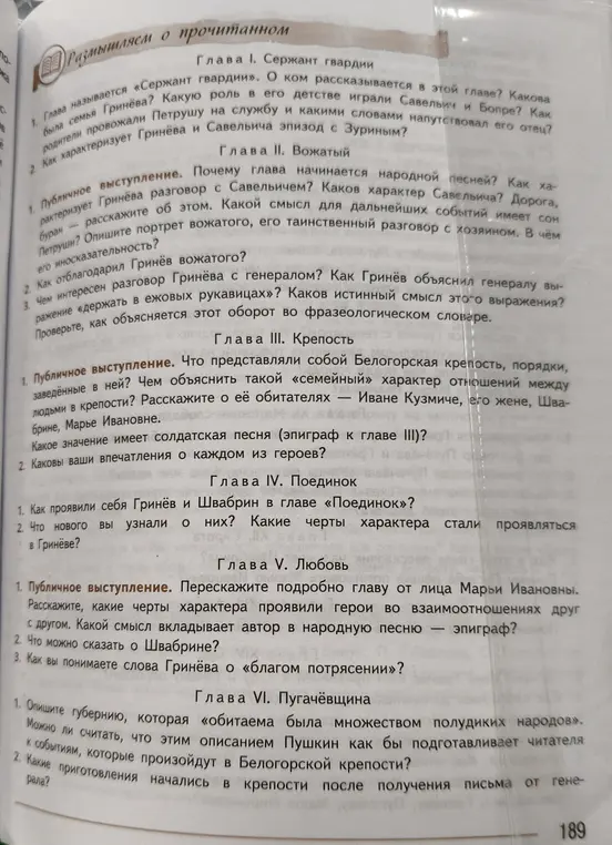 Ответь на вопросы по главам произведения "Капитанская дочка".