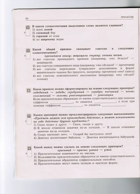 Ответь на вопросы по русскому языку: 4, 5, 6, 7, 8