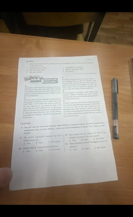 Ответь на вопросы 47-50 (True, False, or Not stated).