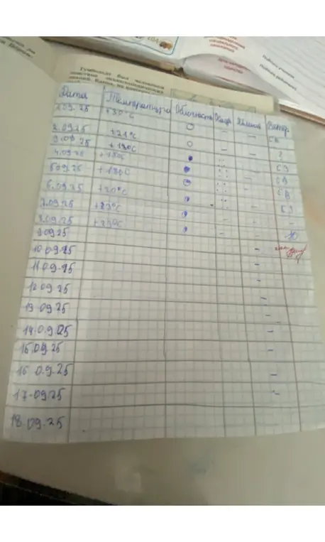 Опиши погоду в сентябре на основе данных в таблице.