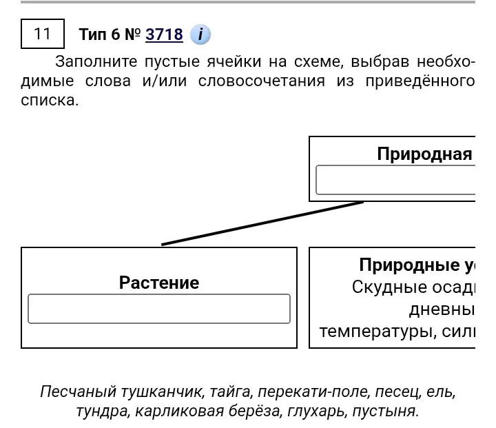 Заполни пустые ячейки на схеме, выбрав необходимые слова из списка.