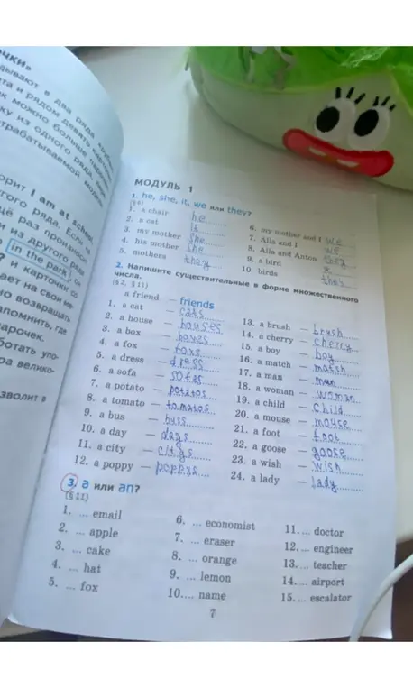 Определи, когда использовать a или an.