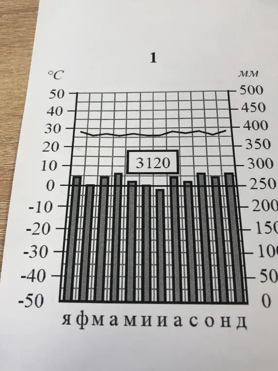 Опиши график с данными о температуре и осадках по месяцам.