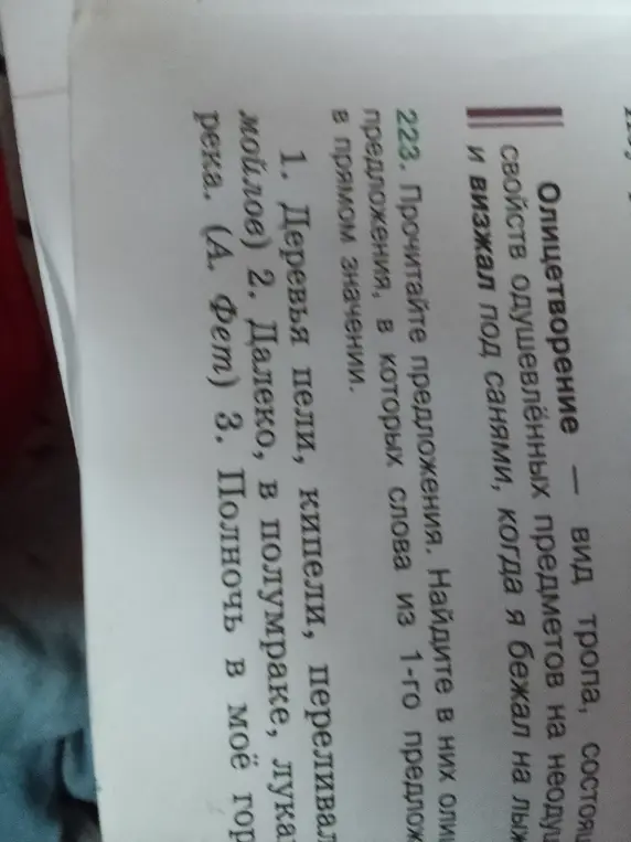 Прочитай предложения и найди в них олицетворения.