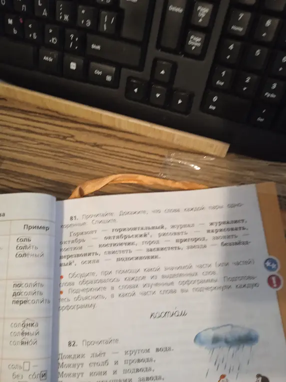 Докажи, что слова каждой пары однокоренные и спиши. Обсуди, при помощи какой значимой части слова образовалось каждое из выделенных слов. Подчеркни в словах изученные орфограммы.