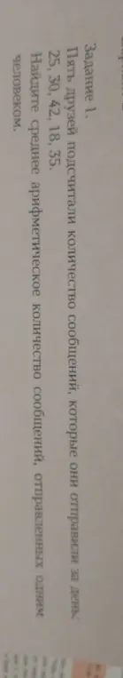 Найди среднее арифметическое количество сообщений, отправленных одним человеком.