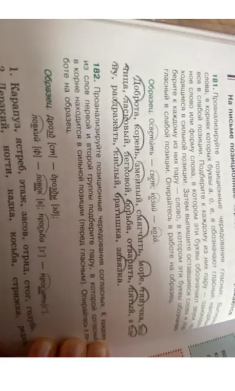 Проанализируй позиционные чередования согласных в словах: карапуз, ястреб, этаж, засов, отряд, стог, голубь, мерзкий, ногти, кадка, косьба, стрижка, редко.