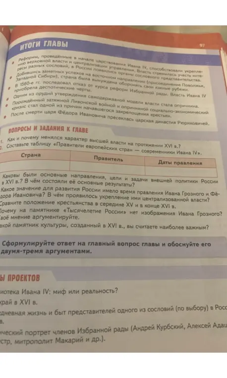 Составь таблицу «Правители европейских стран — современники Ивана IV»