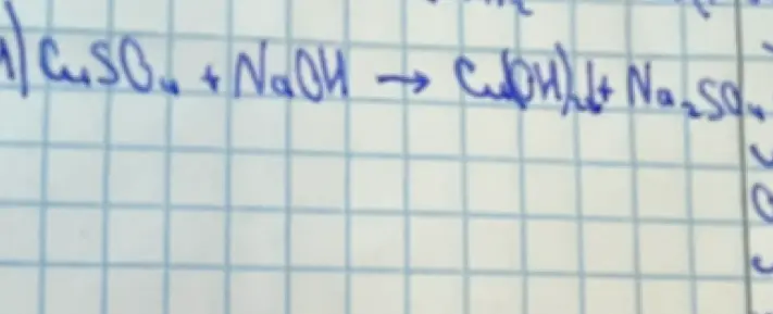 Реши ионное уравнение CuSO₄ + NaOH → Cu(OH)₂ + Na₂SO₄