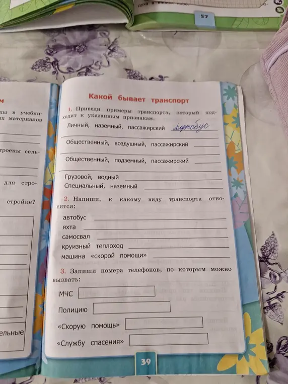 Приведи примеры транспорта, который подходит к указанным признакам.