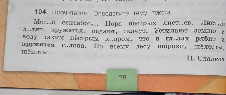 Прочитай текст и определи его тему.