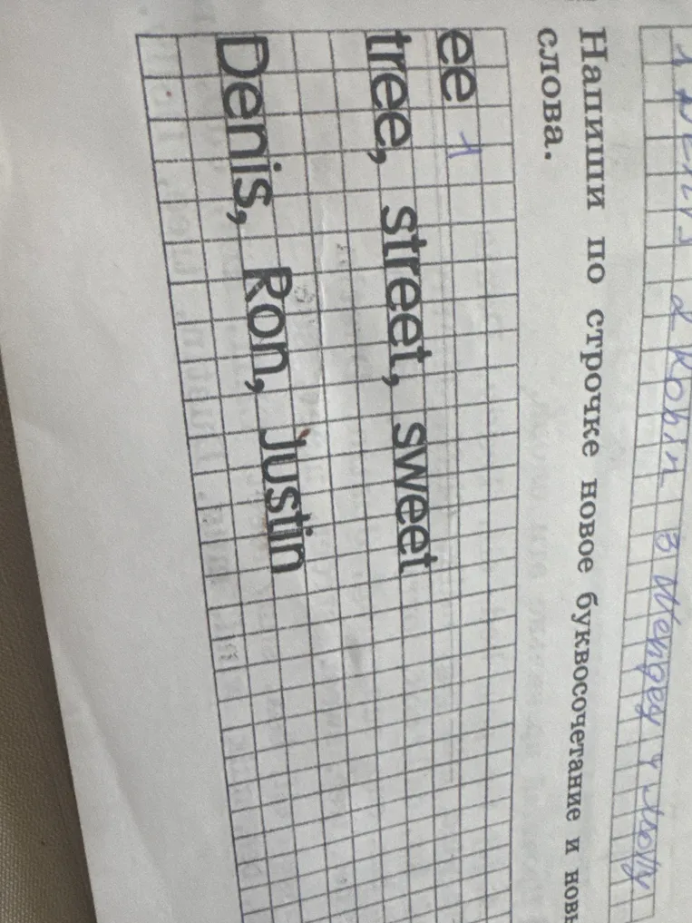 Напиши по строчке новое буквосочетание и новые слова.