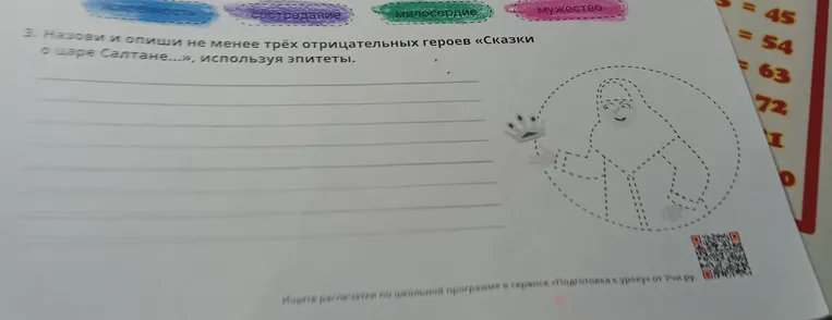 Назови и опиши не менее трёх отрицательных героев «Сказки о царе Салтане...», используя эпитеты.