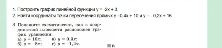 Построй график линейной функции y = -2x + 3.