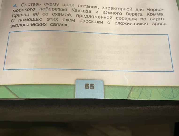 Составь схему цепи питания, характерной для Черноморского побережья Кавказа и Южного берега Крыма. Сравни её со схемой, предложенной соседом по парте. С помощью этих схем расскажи о сложившихся здесь экологических связях.