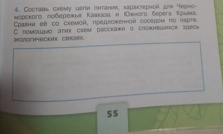 Составьте схему цепи питания, характерной для Черноморского побережья Кавказа и Южного берега Крыма. Сравните её со схемой, предложенной соседом по парте. С помощью этих схем расскажите о сложившихся здесь экологических связях.