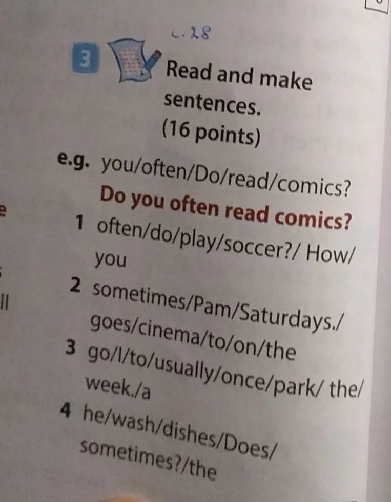 Read and make sentences.