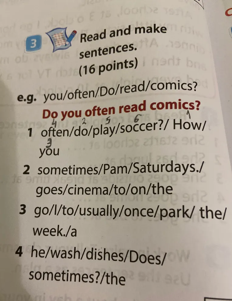Read and make sentences