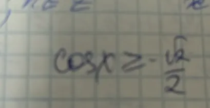 Решите неравенство cos x \ge -\frac{\sqrt{2}}{2}