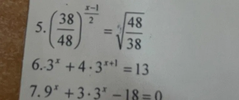 Решите уравнение $\left(\frac{38}{48}\right)^{\frac{x-1}{2}} = \sqrt{\frac{48}{38}}$